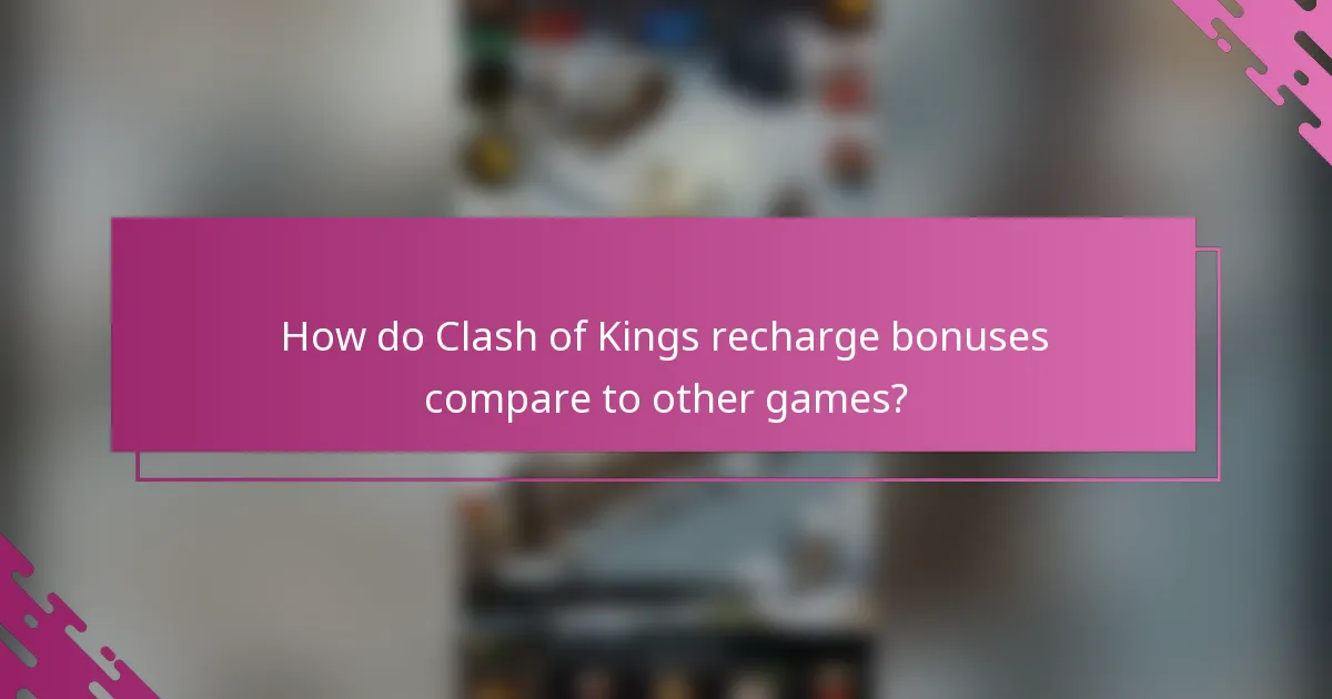 How do Clash of Kings recharge bonuses compare to other games?