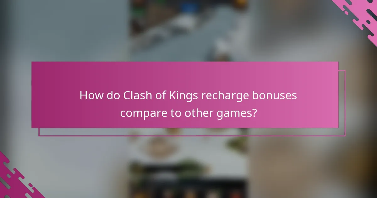 How do Clash of Kings recharge bonuses compare to other games?