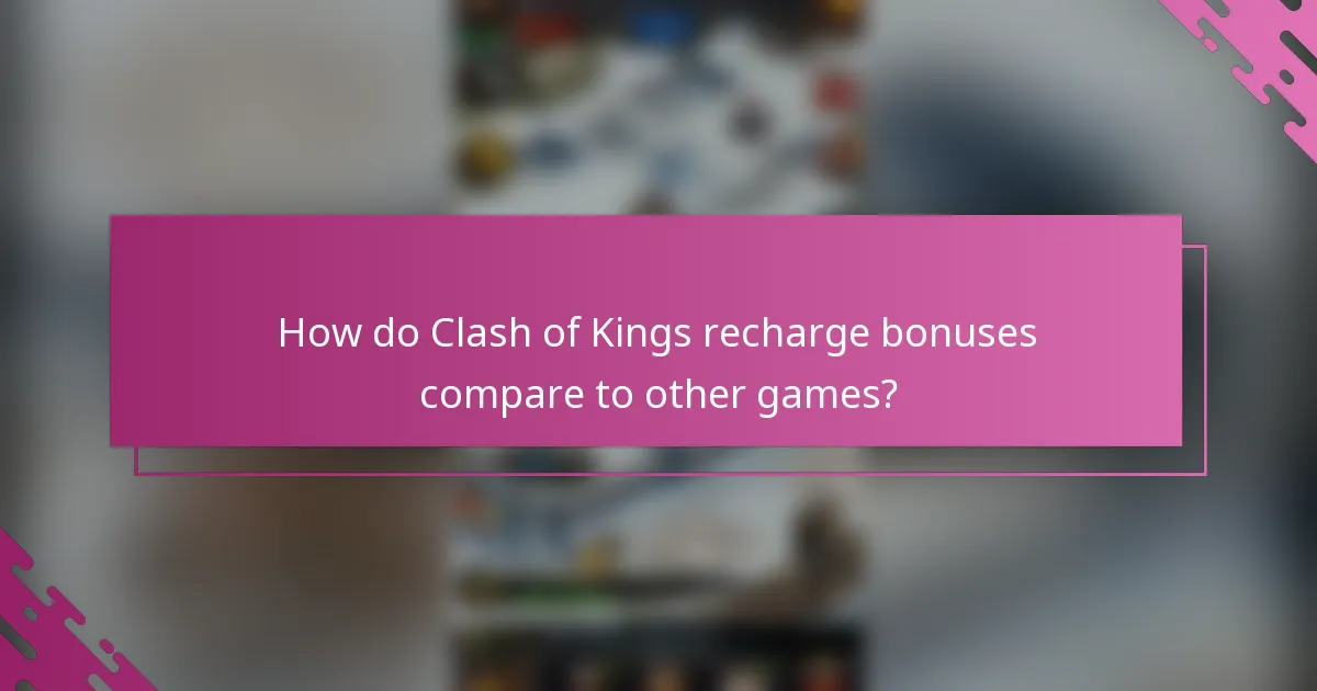 How do Clash of Kings recharge bonuses compare to other games?